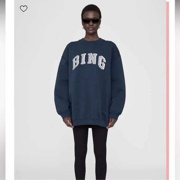 Anine Bing Navy Oversized Crewneck Sz XS A-08-5205-420 - Picture 3 of 14